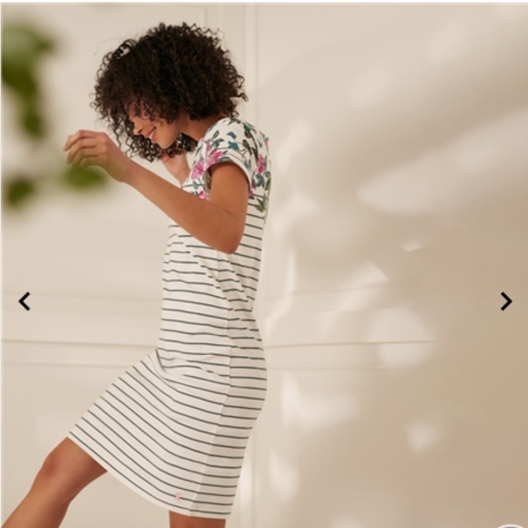 Joules Riviera jersey print shift dress in spring wood botanical size 8. - Picture 2 of 9